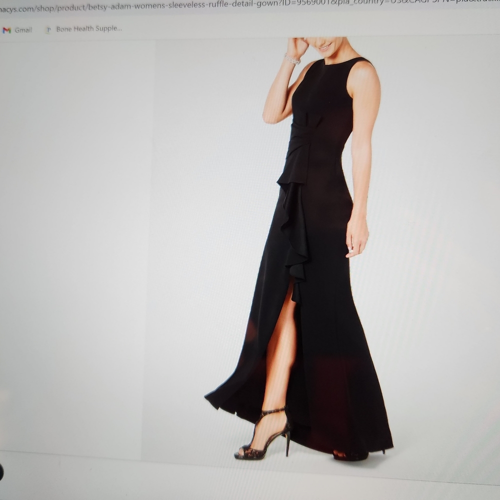 Womens sleeveless ruffle-detail gown